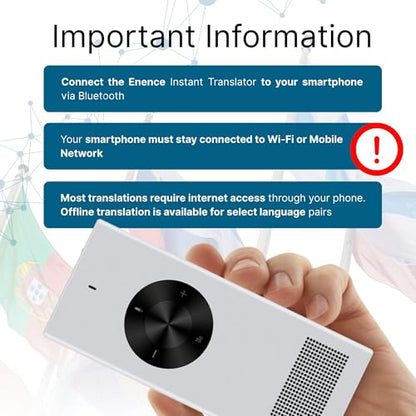 Enence V3 Pocket Language Translator Device, 4.92 x 2.64 x 1.5 inches, 2.92 ounces, Lithium Ion Battery
