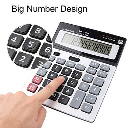 HIHUHEN 4 Inch Calculator-C LCD Display Solar Powered Financial Calculator