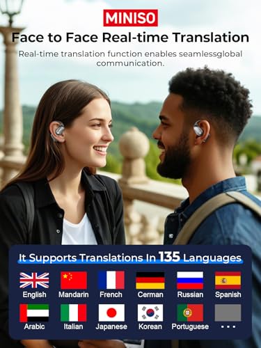 MINISO MS190-BLACK Open Ear Translation Headphones Wireless Bluetooth 6.0 Dynamic Driver