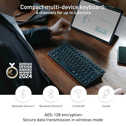 Cherry KW 9200 MINI Compact Wireless Multi-Device Keyboard Wireless and Wired Connections