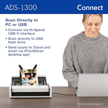 Brother 4" D x 11.3" W x 3.3" H ADS-1300 600 dpi Desktop Scanner