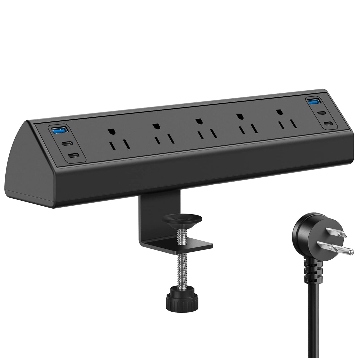 Jgstkcity Desk Clamp Power Strip USB C, 125V Voltage, 12A Maximum Current, 5 Outlets, 4 USB Ports