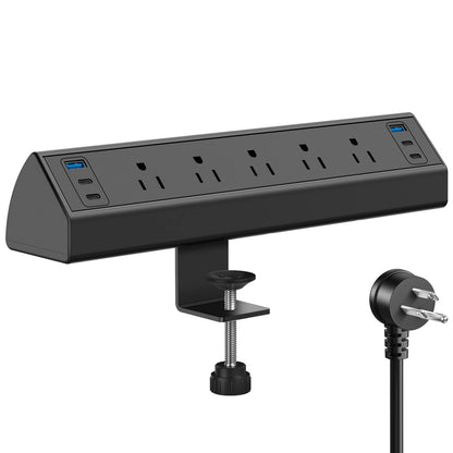 Jgstkcity Desk Clamp Power Strip USB C, 125V Voltage, 12A Maximum Current, 5 Outlets, 4 USB Ports