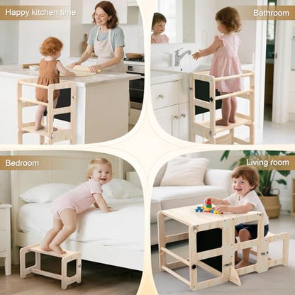 Cravenook 23.5" D x 21.5" W x 34" H LY25 Wood Foldable Toddler Step Stool