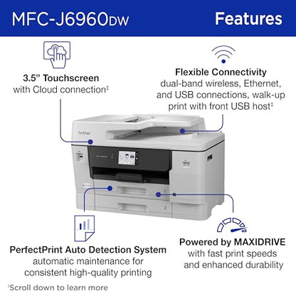 Brother MFC-J6960DW INKvestment Color Inkjet Multifunction Printer 11"x17" 1200x4800dpi Wireless