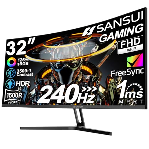 SANSUI 32 Inch ES-G32C1F FHD 1080p 240Hz LCD Monitor