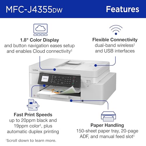 Brother MFC-J4355DW Inkjet Multifunction Printer Color Output 1200 x 4800 dpi
