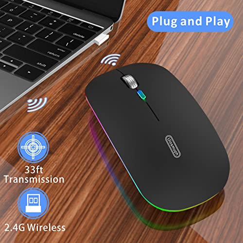 Uiosmuph 2.4G Wireless Optical Mouse G12 USB C Rechargeable Portable Computer Mice