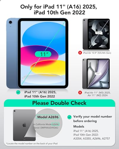 ESR 10.9 Inch iPad 10th/11th Generation Screen Protector A16, Matte Finish, Magnetic Attachment, 9H Hardness, Compatible with Apple iPad Models