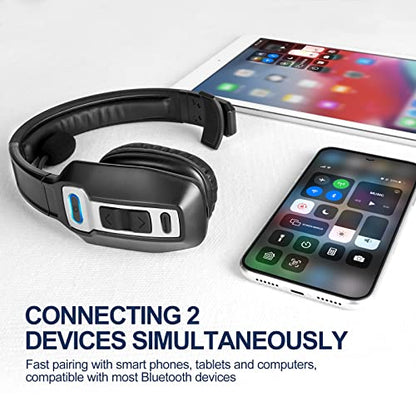 Sarevile KH-23 Black On Ear Bluetooth Headset with Voice Control, Bluetooth 5.2, 60-Hour Battery Life, Dynamic Driver