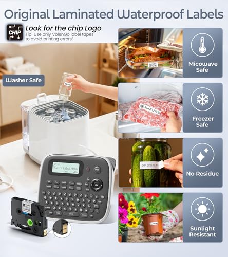 VolenGo 12mm D210S Monochrome Laminated Waterproof Label Maker
