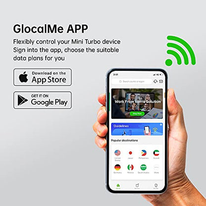 GlocalMe Mini Turbo Mobile Hotspot 4G 2.4GHz LTE Touchscreen 1GB RAM 8GB Storage
