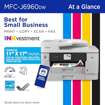 Brother MFC-J6960DW INKvestment Color Inkjet Multifunction Printer 11"x17" 1200x4800dpi Wireless