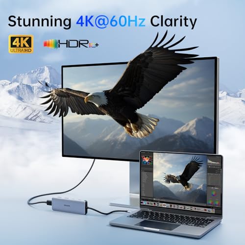 Melelink 10 Port USB C Docking Station 4K@60Hz HDMI Aluminum Multiport Hub