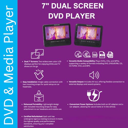 PROSCAN 10.1" PEDVD1082 1024x600 DVD Player Portable Display Media Player