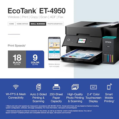 Epson EcoTank ET-4950 C11CL40201 4800 x 1200 Color Inkjet Multifunction Printer