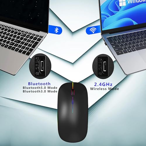 WREANU Wireless Bluetooth Mouse Dual Mode BT 3.0/5.2 2.4G Compact Portable Mice