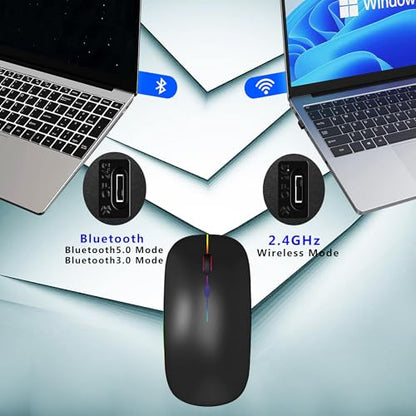 WREANU Wireless Bluetooth Mouse Dual Mode BT 3.0/5.2 2.4G Compact Portable Mice