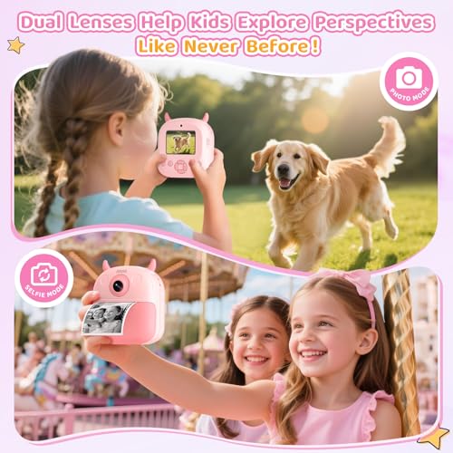 KIDAGINS Instant Print Camera JD71 1MP 1080p Compact Kids Camera