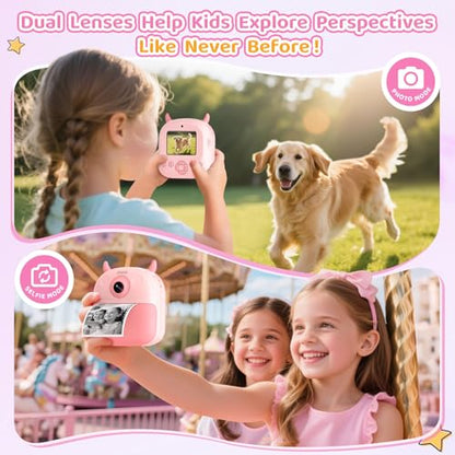 KIDAGINS Instant Print Camera JD71 1MP 1080p Compact Kids Camera