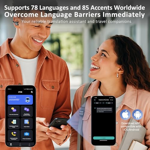 IAMJOY 2.6 x 2 x 1.2 in CT28 AI Language Translation Earbuds for Educational Use