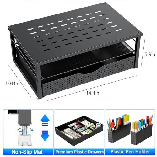 gianotter 14.1x9.64x5.9 D-3-2 Monitor Stand with Drawer and 2 Pen Holders