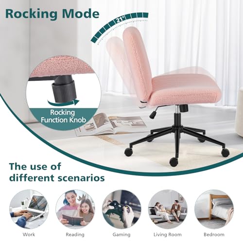 OLIXIS Criss Cross Chair 7262V2-TDPK Ergonomic Indoor Wide Seat Adjustable Rolling Armless Soft Fabric