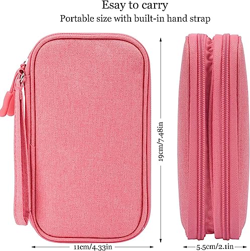 CAOODKDK Large DZ / 1 - Double Layer Canvas Electronic Organizer 1149.5ml 2 Compartments Solid Pink