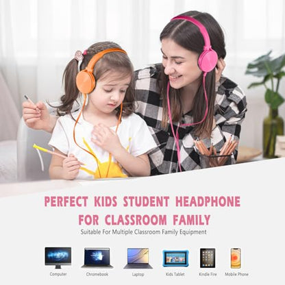 Wensdo HY450 Wired Headphones 2-Pack for Students, On-Ear Student Headset for Educational Use