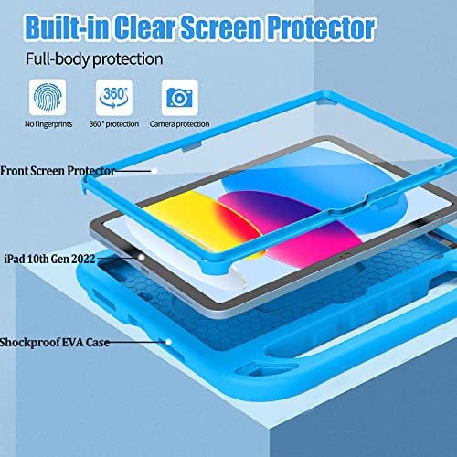 BMOUO 10.9 Inch iPad 11th/10th Generation Case for Kids - Model A3355/A3356 & A2696/A2757/A2777, Shockproof, Built-in Screen Protector, EVA Material