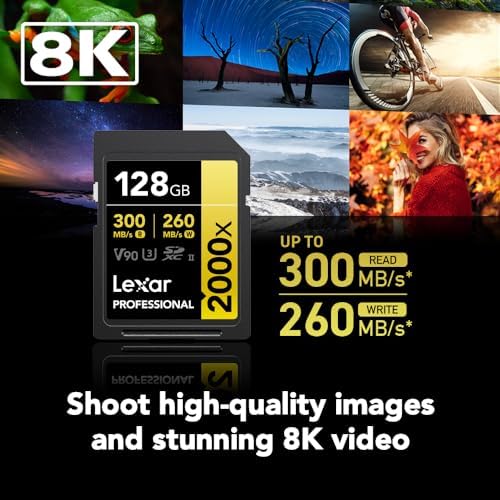 Lexar 128GB SDXC Card LSD2000128G-BNNNU UHS-II Class 10 Up to 300MB/s Read Speed