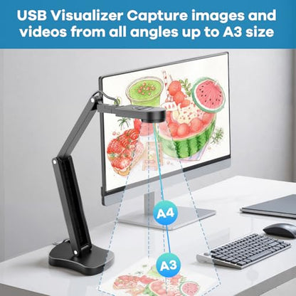 Kitchbar 8MP A3 Document Camera USB Capture System for Distance Learning and Classroom Use