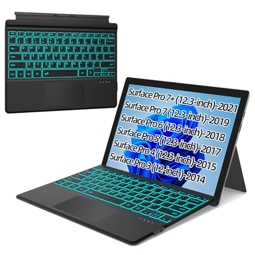 XIWMIX Standalone Bluetooth Keyboard for Microsoft Surface Pro 3/4/5/6/7/7+ QWERTY Layout Rechargeable Battery Powered Backlit Keyboard
