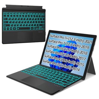 XIWMIX Standalone Bluetooth Keyboard for Microsoft Surface Pro 3/4/5/6/7/7+ QWERTY Layout Rechargeable Battery Powered Backlit Keyboard