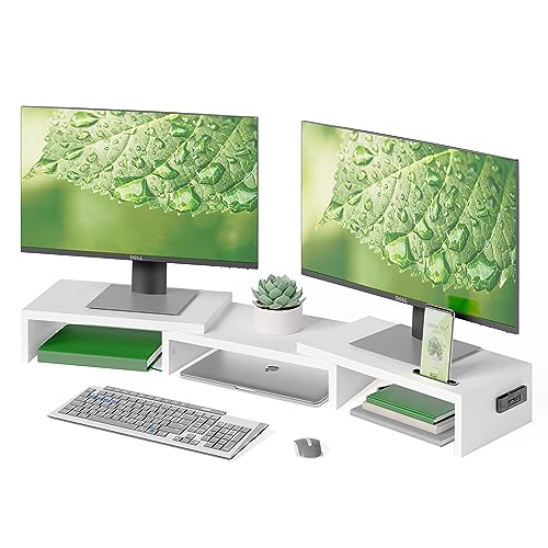BONTEC 1 Count MTR-S3-WH-FBA Polished Wooden Monitor Stand