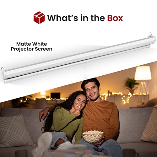 Pyle 72-Inch PRJSM7206.5 Manual Pull Down Projection Screen, Matte Finish, Ideal for Ceiling or Wall Mount