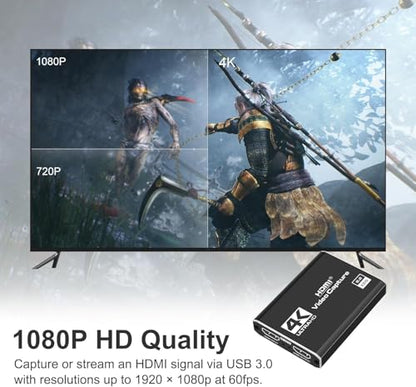 Dcyfol 4K 60fps Capture Card USB 3.0 - 1080P - HDMI - Video Capture