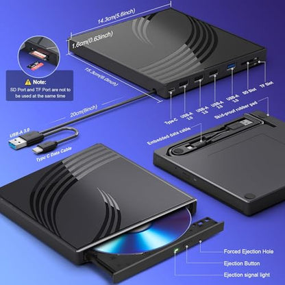 BPAKDU External Portable CD/DVD Drive Model B31-Y2 USB 3.0 Ultra Slim