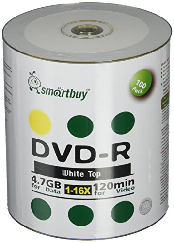 Smartbuy 100 Count DVD-R 4.7GB 16x Non-Printable Storage Media