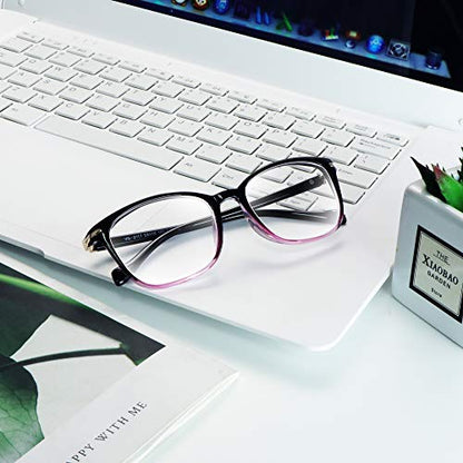 VisionGlobal 52mm 13g VG_S2117_black purple(c13)+2.00 Square Blue Light Blocking Reading Glasses