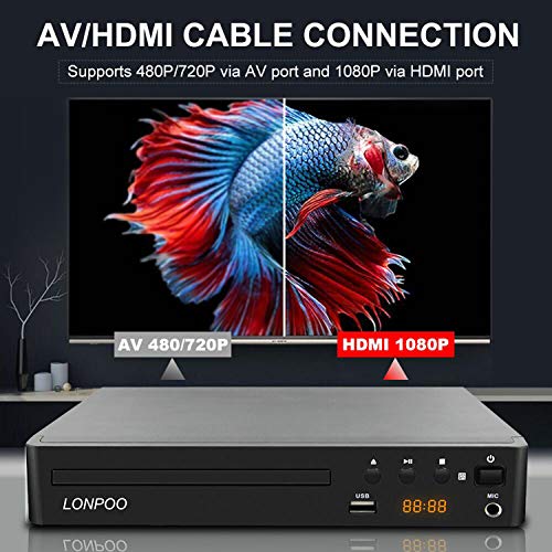 LONPOO Compact DVD Player LP-099 1920x1080 - HDMI - Black