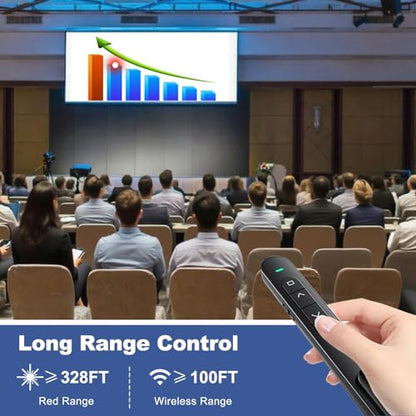 QUI Wireless Presenter BK600 Ergonomic 328 ft USB Remote Clicker with 6 Buttons