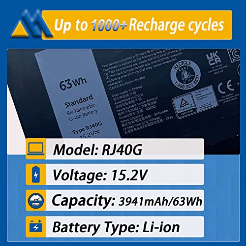 Mobik RJ40G 3941mAh Lithium-Ion Laptop Battery for Latitude 14 5420, Latitude 15 5520, Precision 15 3560