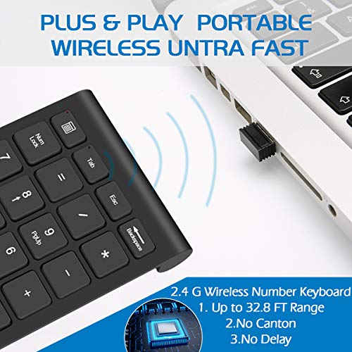 Foloda 22K-W-Numeric-Keypad H-107 Wireless Number Pad USB-A Compatible Devices