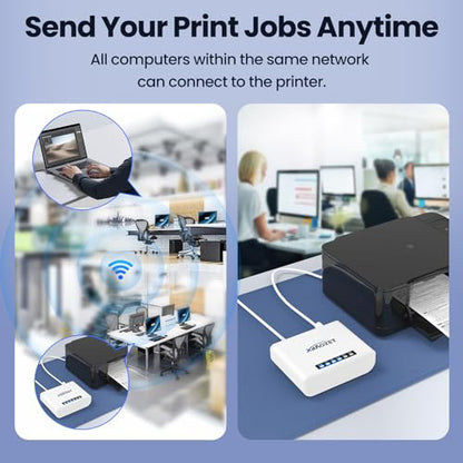 Xiiaozet Wireless Print Server 3.94 x 2.76 x 1.18 inches 8.5 ounces USBポート1つ