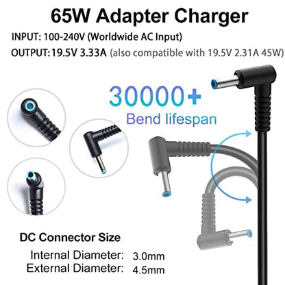 KAQIAR 65W Laptop Charger SK90195333 DC 19.5V 3.33A AC Power Adapter