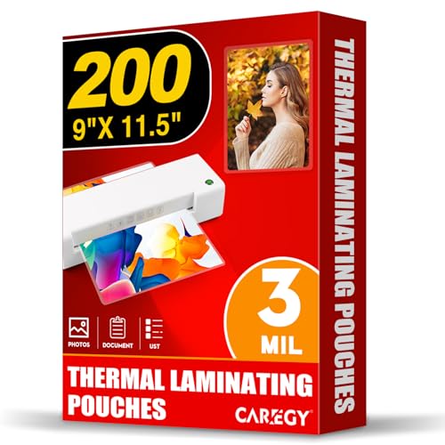 CAREGY 9 x 11.5 Inches Laminating Sheets 200 Pack 3 Mil