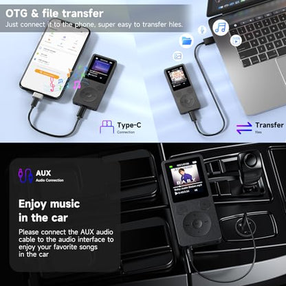 ODEJOI 64GB X91 MP3 Player 1.8" LCD Display Bluetooth 5.3