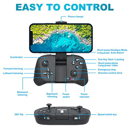 Hiturbo S20 1080p Quadcopter Remote Control Drone with 360 Degree Flip and Wi-Fi Connectivity