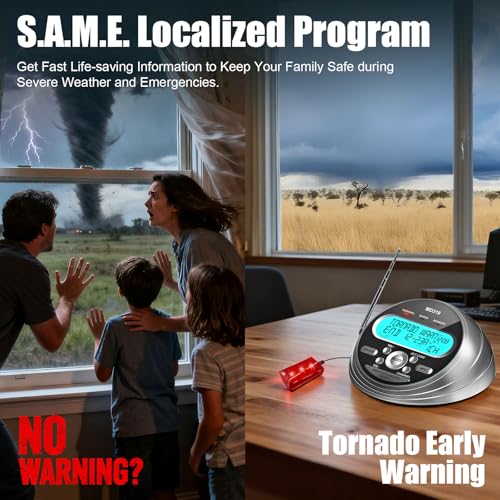 Rychi 6.02" L x 5.59" W x 2.95" H TMUS-MD319 LCD Weather Alert Radio